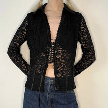  Vintage black Wan Zi Mesh Top - womens medium