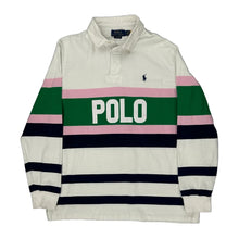  Ralph Lauren Striped Rugby Shirt - Large White Cotton