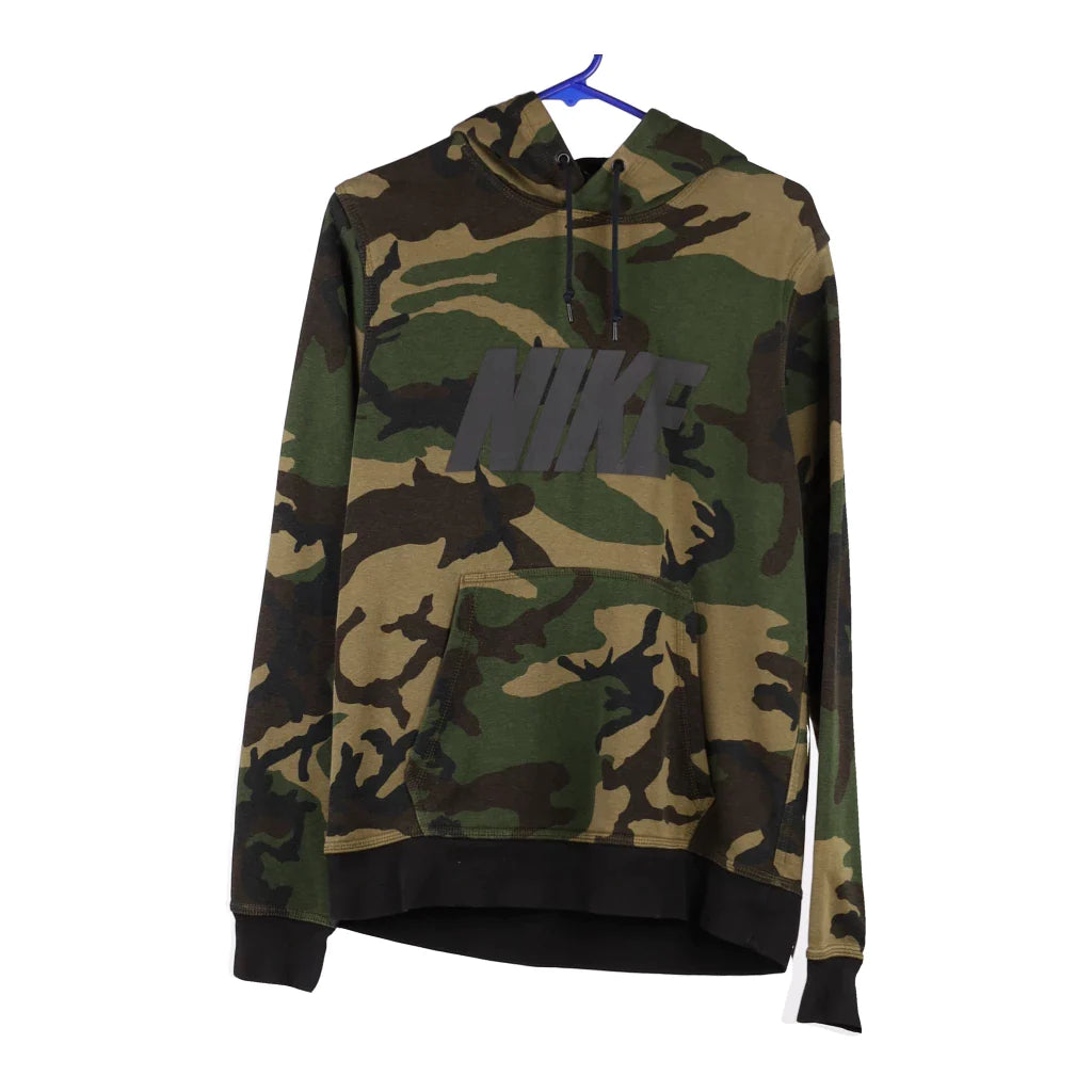 HUGO - Cotton-jersey hoodie with camouflage pattern and