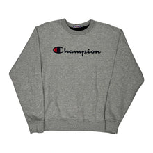  Champion Spellout Sweatshirt - Medium Grey Cotton Blend