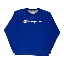  Champion Spellout Sweatshirt - Large Blue Cotton Blend