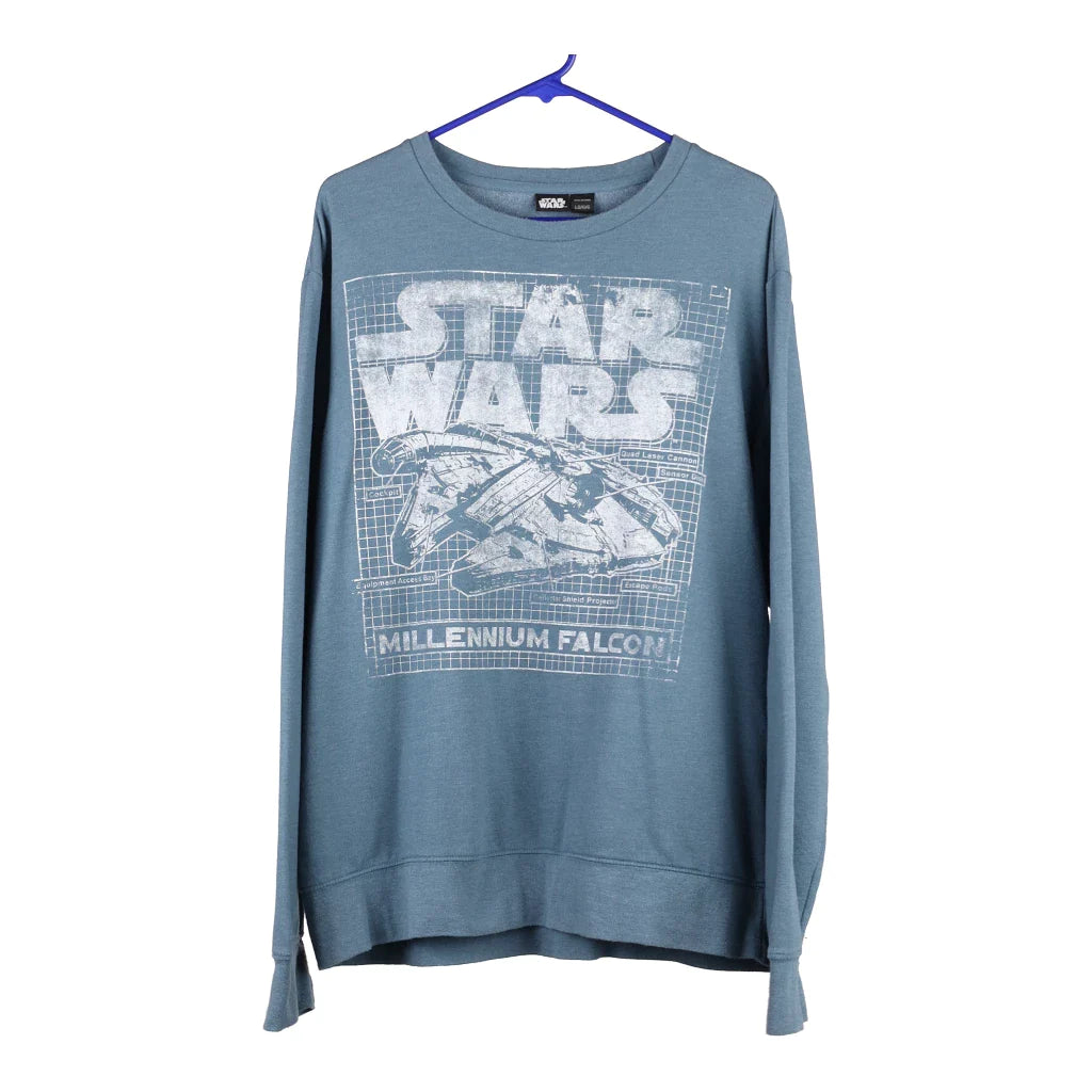 Star Wars Graphic Sweatshirt Large Blue Cotton Blend