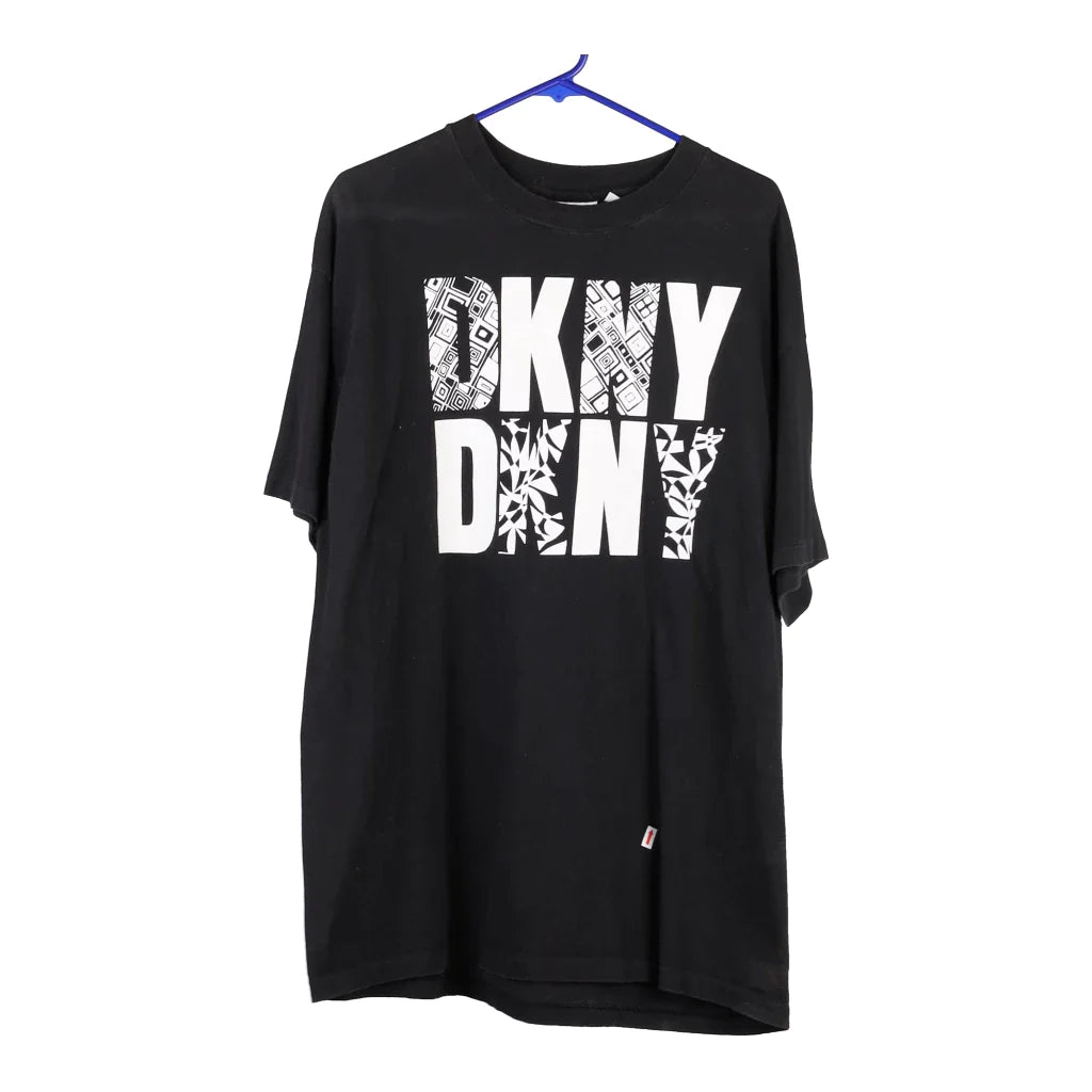 Dkny Spellout T-Shirt - Large Black Cotton Blend