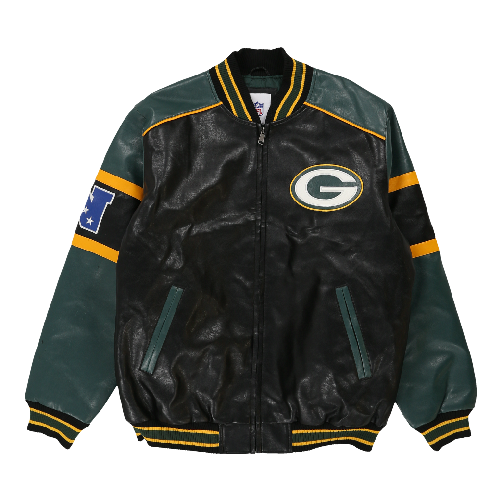 Vintage NFL Green Bay Packers Leather Jacket Size - Depop