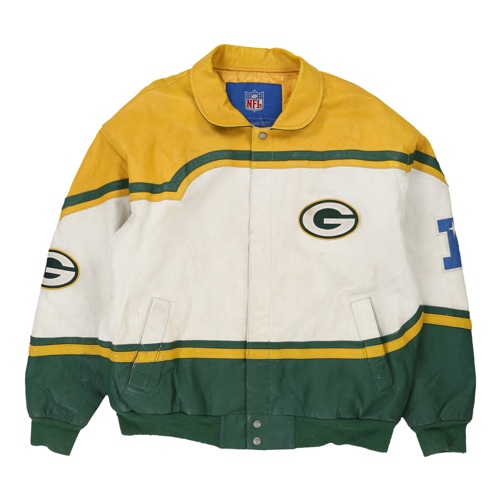 Reebok NFL Bay Packers Full Zip Up Jacket Mens XL Green Long Sleeve  Polyester