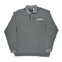  Harley Davidson Striped Polo Shirt - Large Grey Cotton