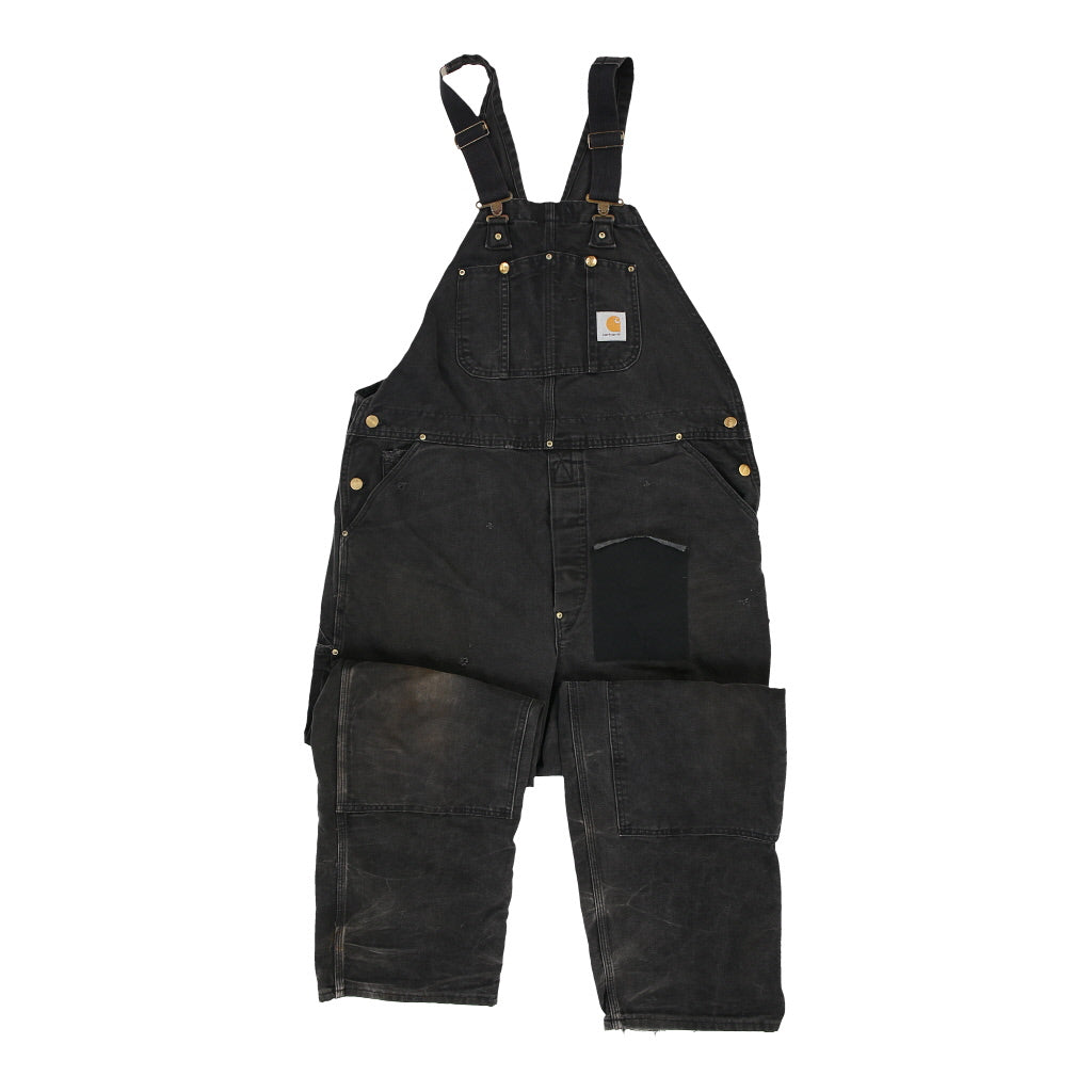 Heavily Worn Carhartt Double Knee Dungarees - 44W Black Cotton