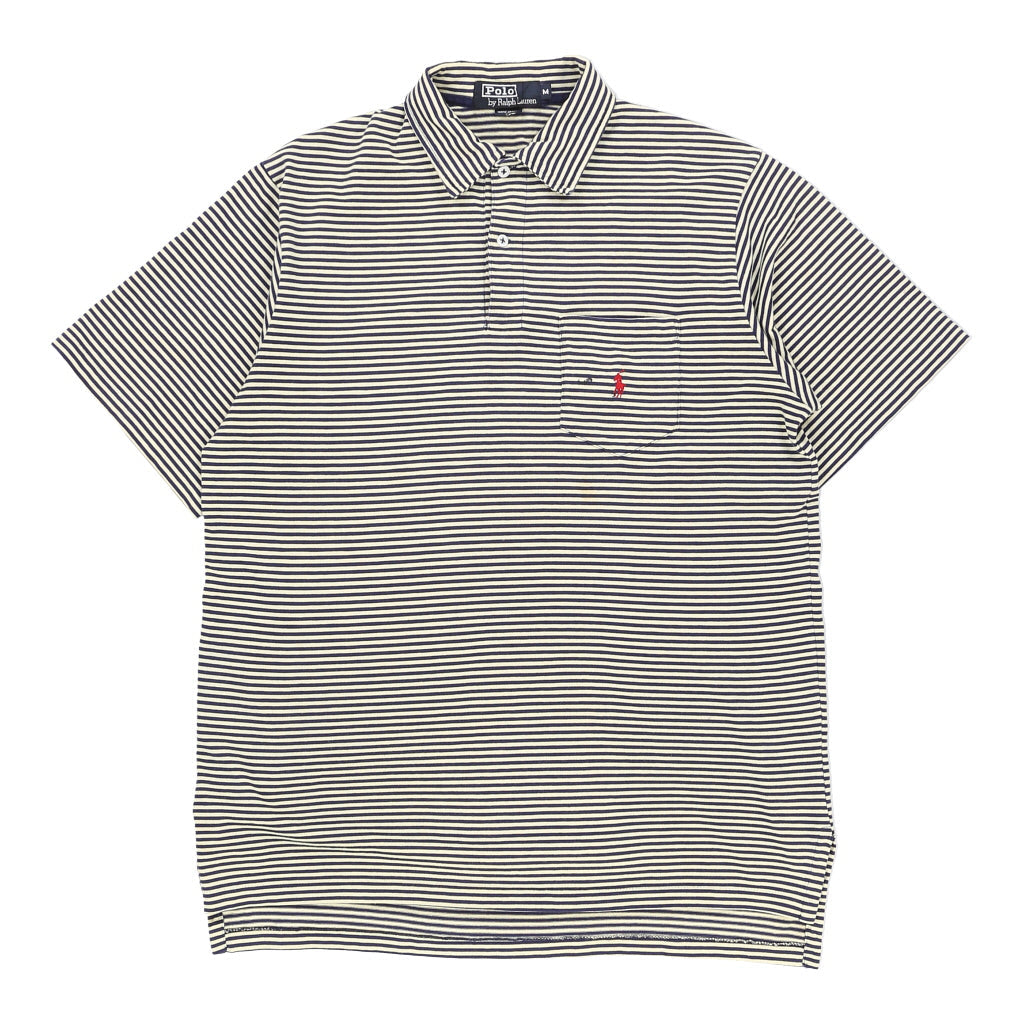 Ralph Lauren Striped Polo Shirt Medium Navy Cotton