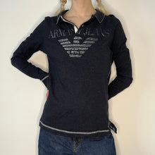  Vintage navy Armani Jeans Long Sleeve Polo Shirt - womens small