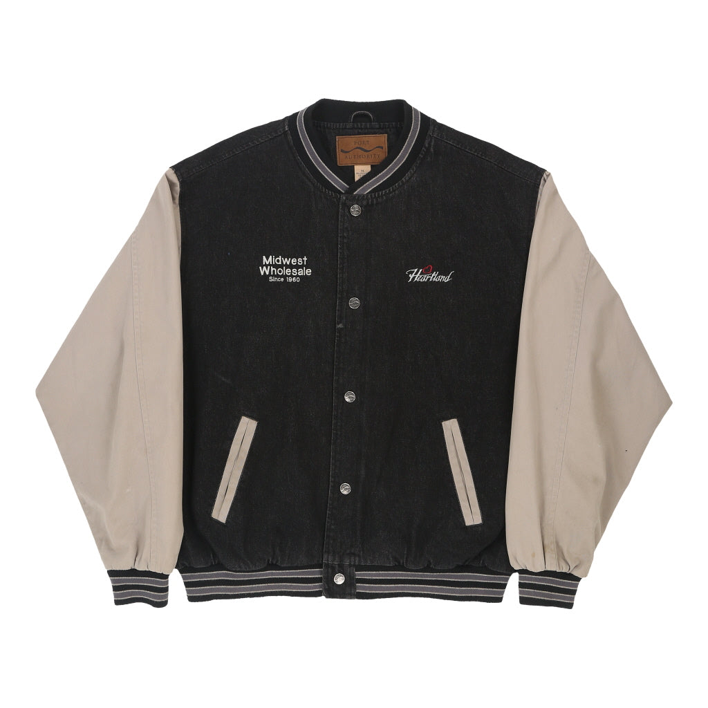 Vintage Port Authority Varsity Jacket - XL Black Cotton