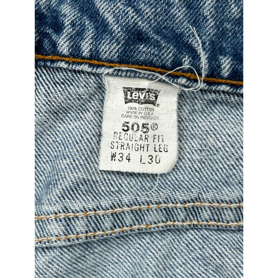 Levis 505 Regular Fit Straight Leg Jeans - 33W 30L - Blue Cotton