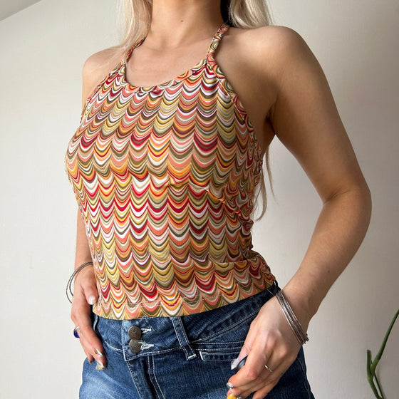 Vintage multicoloured Unbranded Halterneck Top - womens medium