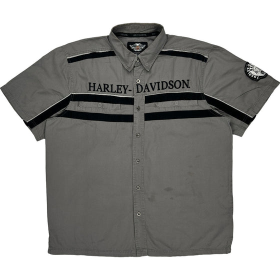 Harley Davidson Button-Up Shirt - XL - Grey Cotton