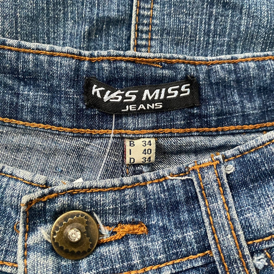 Vintage blue Kiss Miss Denim Skirt - womens 29" waist