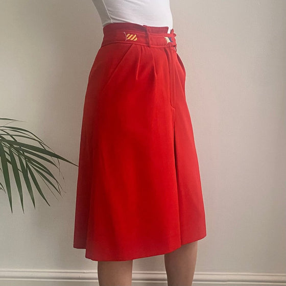 Vintage red Les Copains Midi Skirt - womens 24" waist