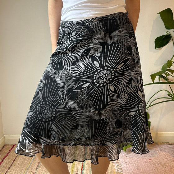 Vintage black & white Tom Tailor Midi Skirt - womens medium