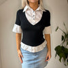 Vintage black & white B.G Top - womens small