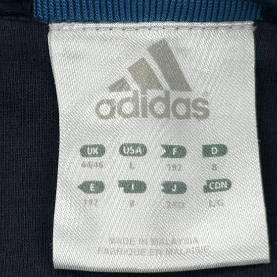 Adidas Track Jacket - Large Blue Polyester Blend