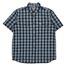  Tall Carhartt Checked Short Sleeve Shirt - XL Blue Cotton