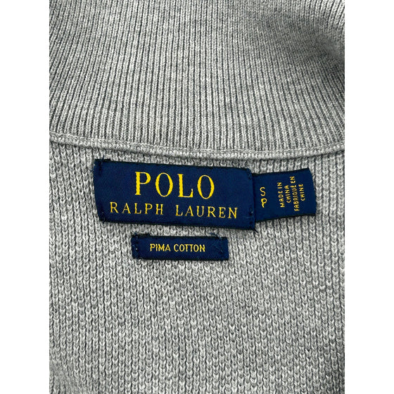 Polo Ralph Lauren 1/4 Zip Sweater - Small - Grey Cotton