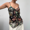 Vintage multicoloured Red Rose Cami Top - womens small