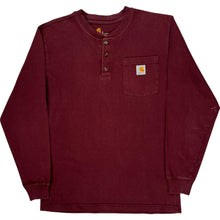  Carhartt Original Fit Long Sleeve Henley Shirt - Small - Burgundy Cotton