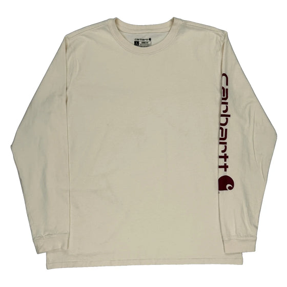 Carhartt Graphic Long Sleeve T-Shirt - Large Cream Cotton