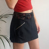 Vintage black Pois Mini Skirt - womens 30" waist