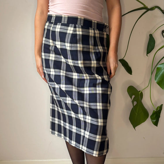 Vintage navy Ungaro Midi Skirt - womens 32" waist