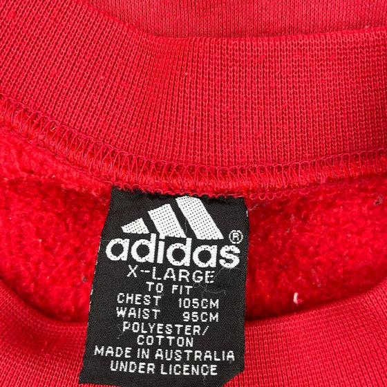 Adidas Logo Adidas Spellout Sweatshirt - XL Red Cotton Blend