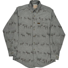  Woolrich Deer Print Flannel Shirt - Medium - Grey Cotton