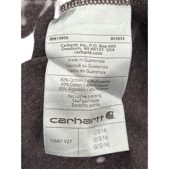 Carhartt Long Sleeve Graphic T-Shirt - Large - Brown Cotton Blend