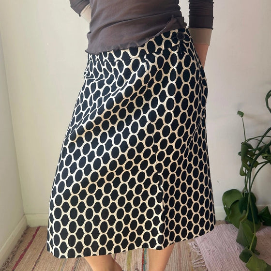 Vintage black & white Moschino Midi Skirt - womens 34" waist