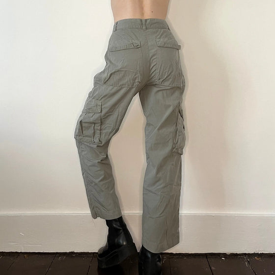 Vintage khaki Benetton Cargo Trousers - womens 24" waist