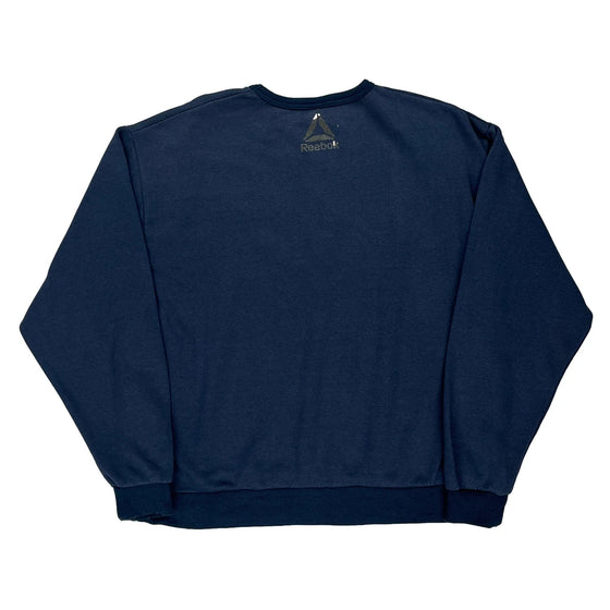 Classic Reebok Spellout Sweatshirt - XL Blue Cotton Blend