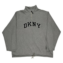  Dkny Logo Dkny Spellout 1/4 Zip - XL Grey Cotton Blend