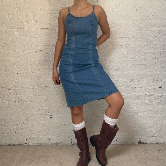 Vintage blue Wolf Blat Denim Dress - womens x-large