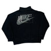 Swoosh Nike Spellout 1/4 Zip - Large Black Cotton Blend