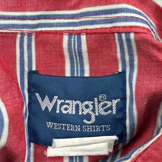 Western Wrangler Striped Shirt - Large Red Cotton