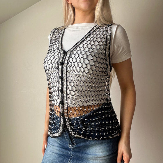 Vintage silver New Sensations Crochet Top - womens medium