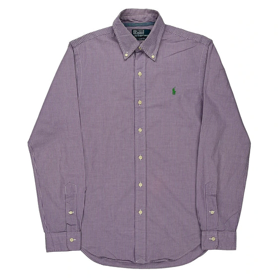 Slim Fit Ralph Lauren Checked Shirt - Small Purple Cotton