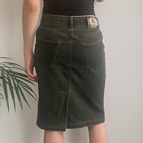 Vintage khaki Burberry Denim Skirt - womens 28" waist