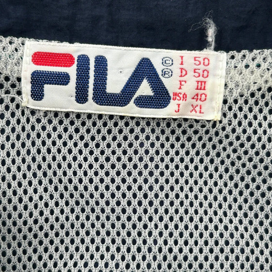 Colorblock Design Fila Jacket - Large Navy Polyester