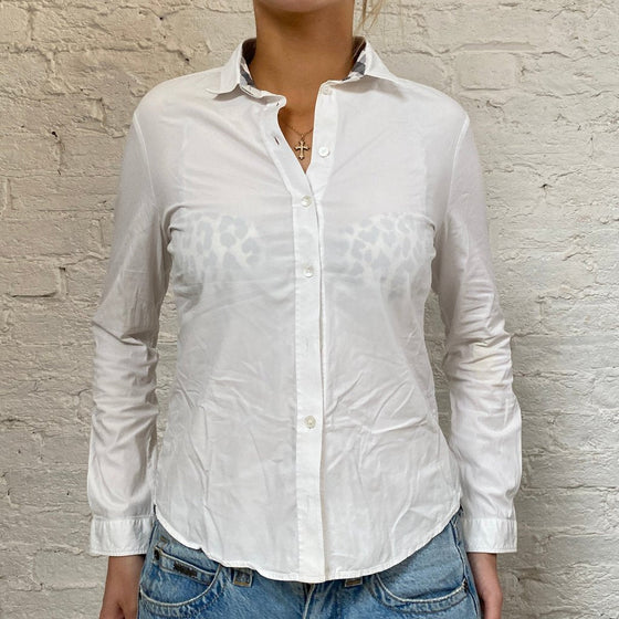 Vintage white Burberry Brit Shirt - womens small