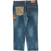 Hip Hop Big Train Embroidered Denim Jeans - 42W 31L - Blue Cotton