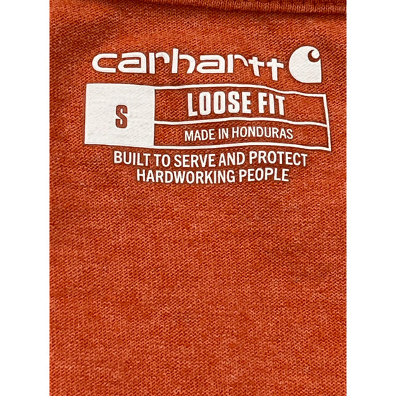 Carhartt Loose Fit Long Sleeve Henley Shirt - Small - Orange Cotton Blend