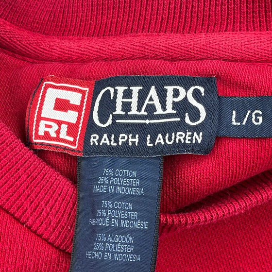 Chaps Ralph Lauren Spellout Sweatshirt - Large Red Cotton Blend