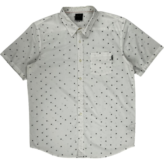 Oakley Skull Printed Short Sleeve Shirt - Large - White Cotton Blend