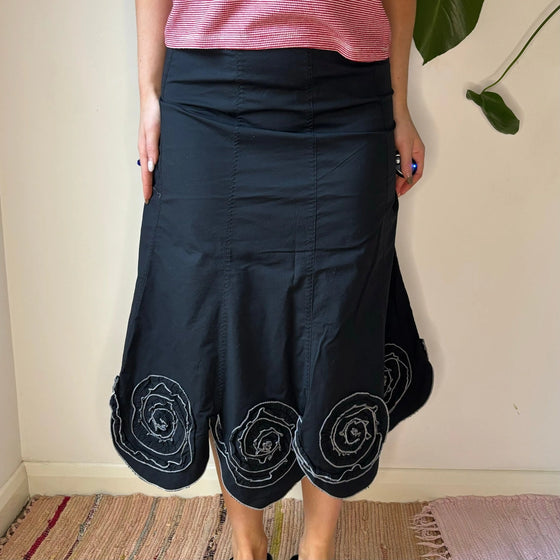 Vintage black Le Piccinotti Midi Skirt - womens 26" waist