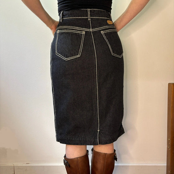 Vintage black Les Copains Denim Skirt - womens 26" waist